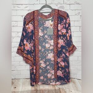 NWT Matilda Jane Floral Cardigan‎ with Pink and Orange Accents Sz - xs/s
